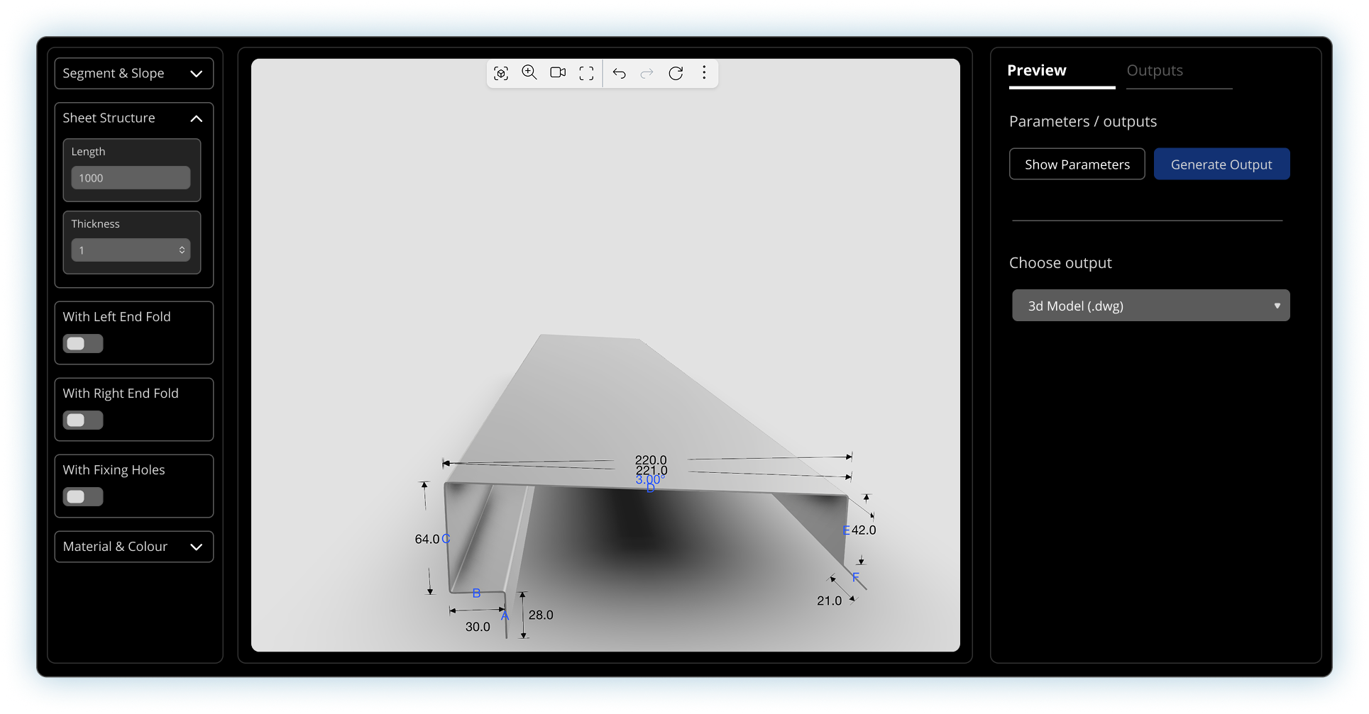 FdsX 3D Model Configurator Interface